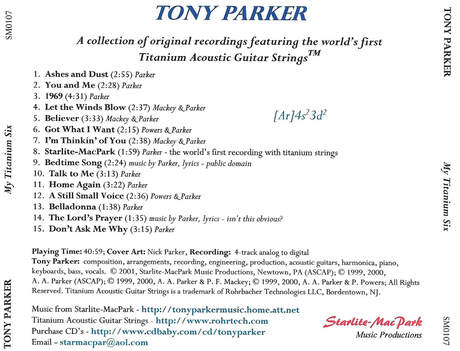 Legacy Recordings - My Titanium Six tray insert - Artist: Tony Parker (ASCAP).